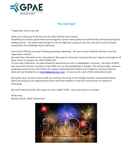 GPA Europe January 2023 Newsletter